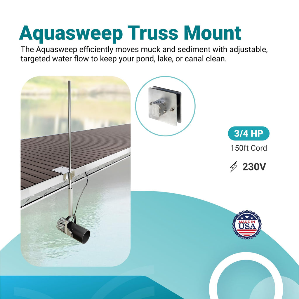 Scott Aerator 3/4 Horse Power 230V Muck Blaster - 50ft Cord | 3/4 Horse Power Aquasweep w/Dock Mount | Water Circulator | Water Agitator | Water Mover | Muck Blower