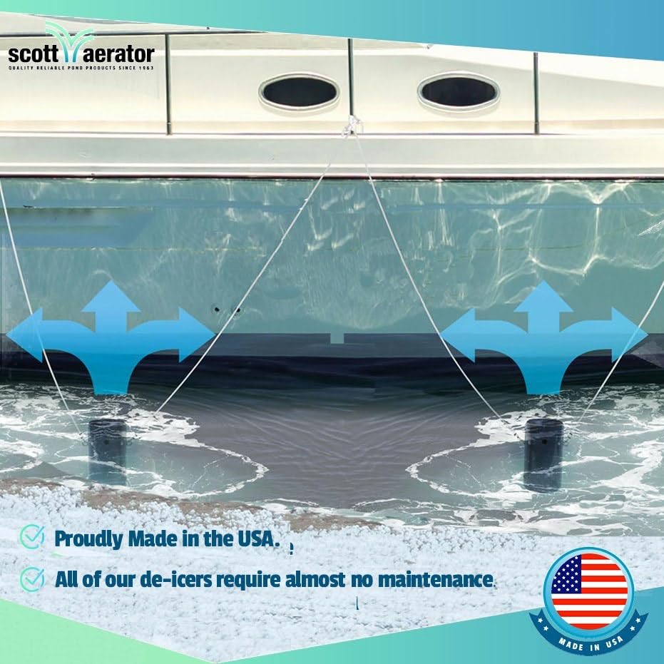 Scott Aerator De-Icer for Lakes & Ponds | 3/4 Horse Power 230V Stainless Steel & Motor with 5 Years Warranty