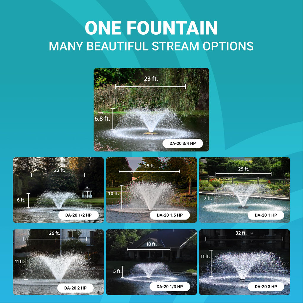 Scott Aerator DA-20 Display Pond Aerator 115V Series | Aerating Pond Fountain for Small & Large Ponds | Pond Aerator Pump for Small Ponds | Pond Aeration System