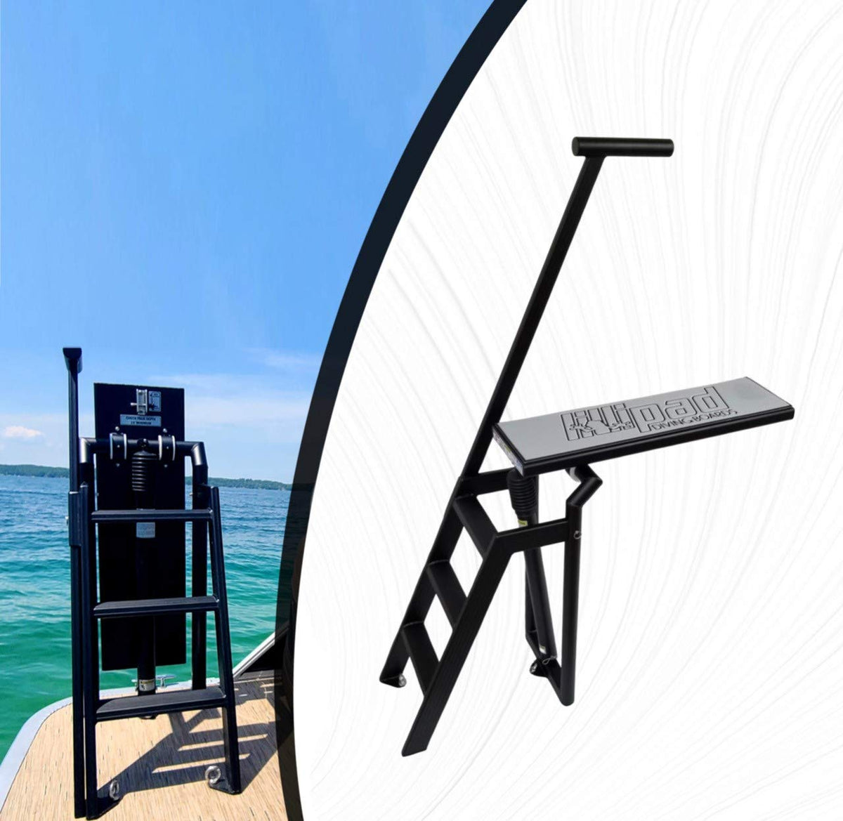 Lillipad Diving Board Pack - Black Powder Coat - Includes Board, Surface Mount, and Upgraded SEADEK Foam Surface