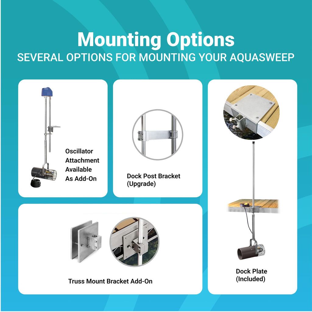 Scott Aerator 3/4 Horse Power 230V Muck Blaster - 50ft Cord | 3/4 Horse Power Aquasweep w/Dock Mount | Water Circulator | Water Agitator | Water Mover | Muck Blower