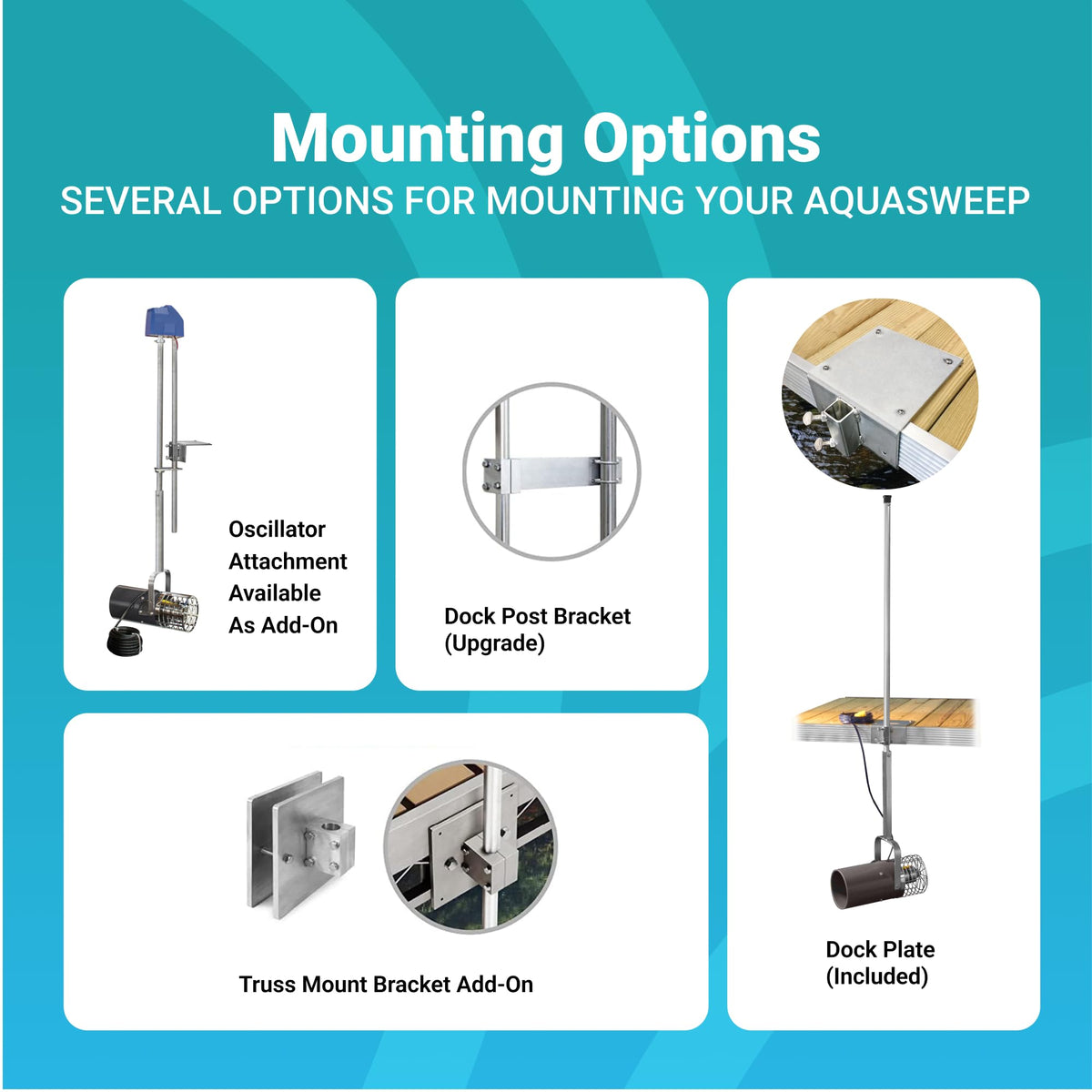 Scott Aerator 3/4 Horse Power 230V Muck Blaster - 50ft Cord | 3/4 Horse Power Aquasweep w/Dock Mount | Water Circulator | Water Agitator | Water Mover | Muck Blower