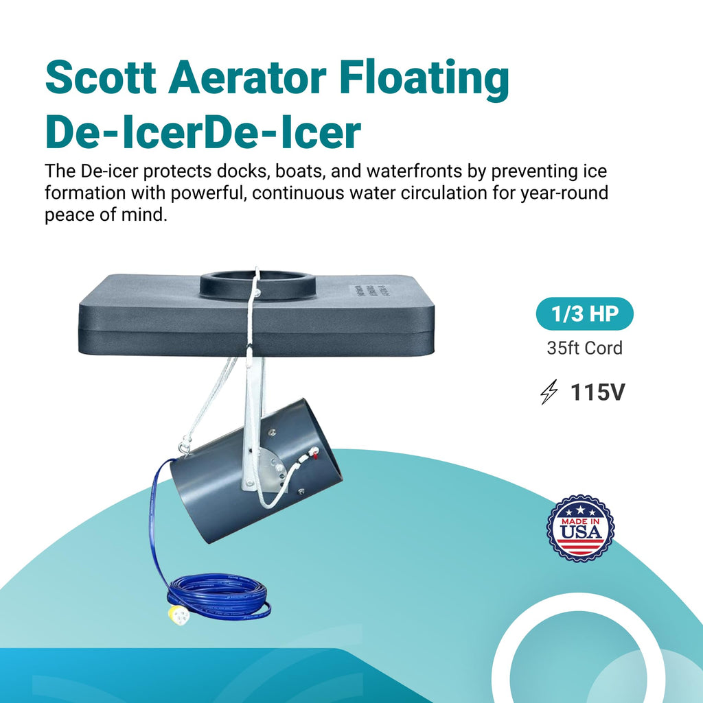 Scott Aerator Floating Aquasweep 1/3 HP 115V 35ft Power Cord Muck Blaster | Water Circulator | Water Agitator | Water Mover | Muck Blower