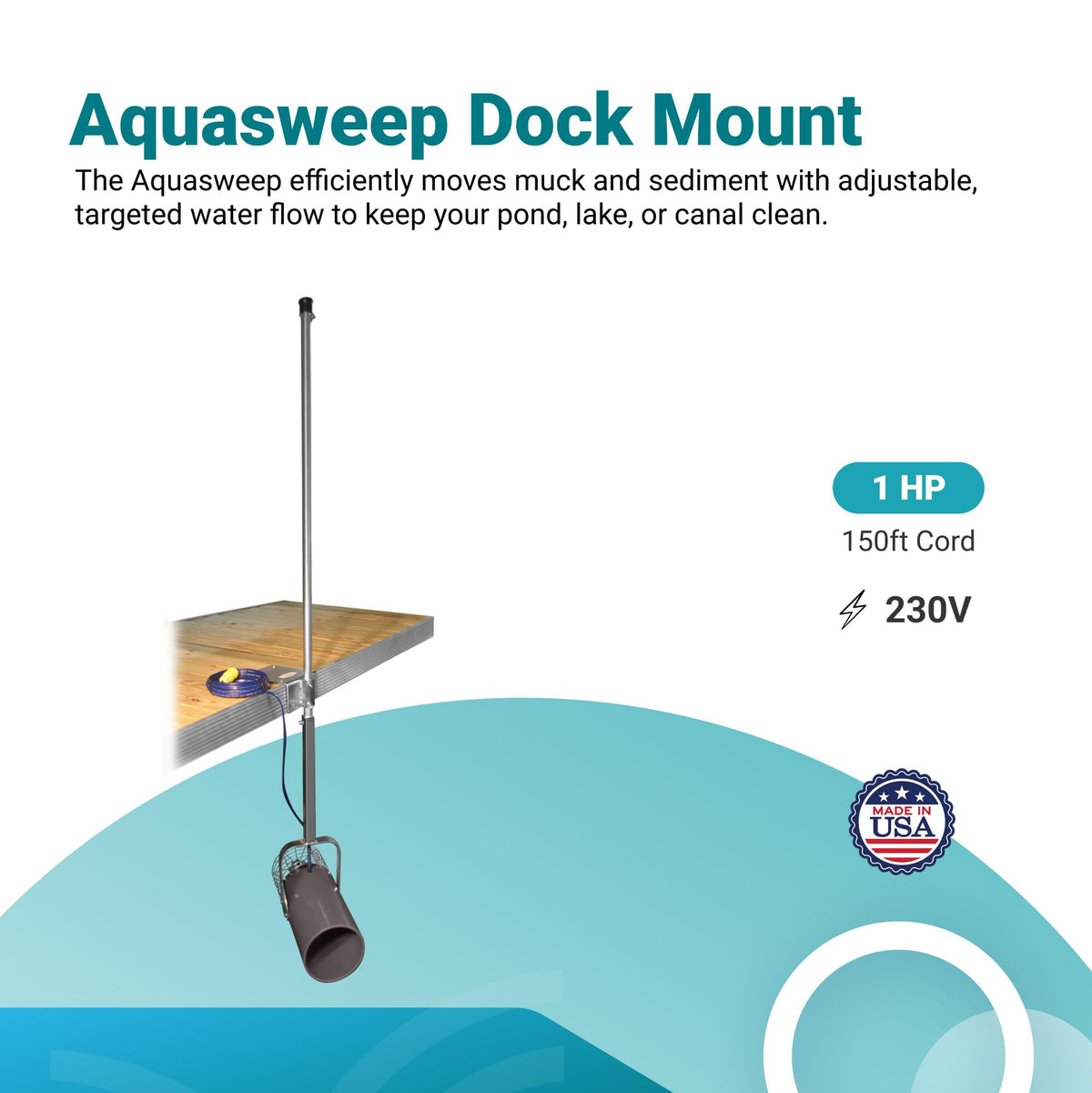 Scott Aerator 1 Horse Power 230V Muck Blaster - 50ft Cord | 1 Horse Power Aquasweep w/Dock Mount | Water Circulator | Water Agitator | Water Mover | Muck Blower