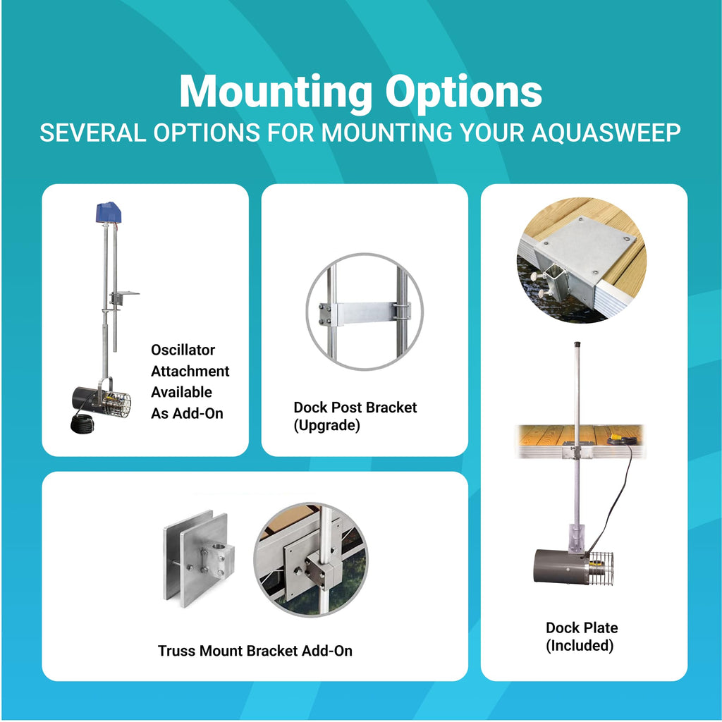 Scott Aerator Aquasweep with Mounts - 1/3 Horse Power 230V with Electric Cords in Various Lengths - Water Circulator | Water Agitator | Water Mover