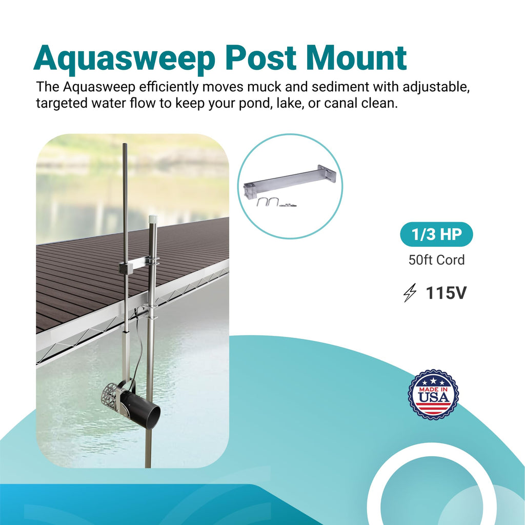 Scott Aerator Aquasweep with Mounts - 1/3 Horse Power 115V with Various Length Eletric Cords - Water Circulator | Water Agitator | Water Mover
