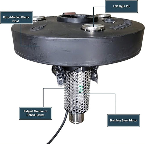 Hydro-Torque Series Typhoon Pond Aerator | 3/4 HP | Pond Aerator Pump for Small & Large Ponds | Timer