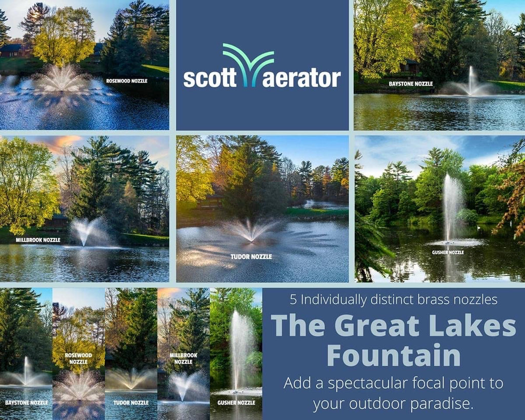 Scott Aerator Great Lakes Large Pond Fountain - 3/4 Horse Power | 230V | 5 Patterns