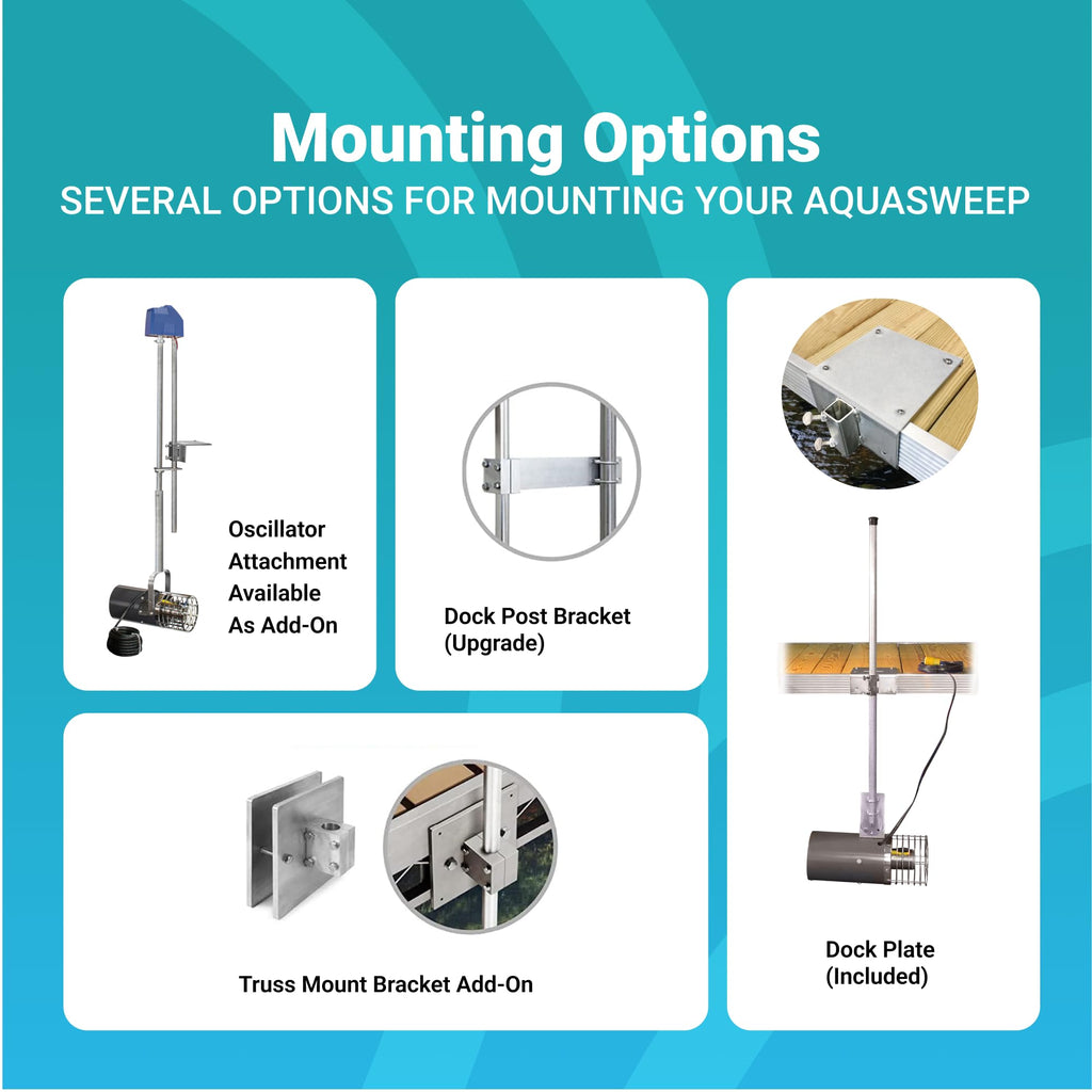 Scott Aerator Aquasweep Dock Mount - 1/2 Horse Power 230V 50 Feet Cord - Water Circulator | Water Agitator | Water Mover