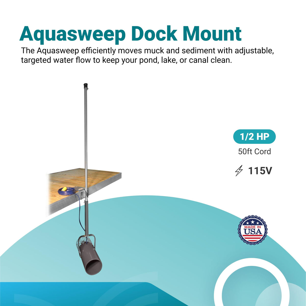Scott Aerator Aquasweep Dock Mount - 1/2 HP 115V 50' Cord - Water Circulator | Agitator | Mover
