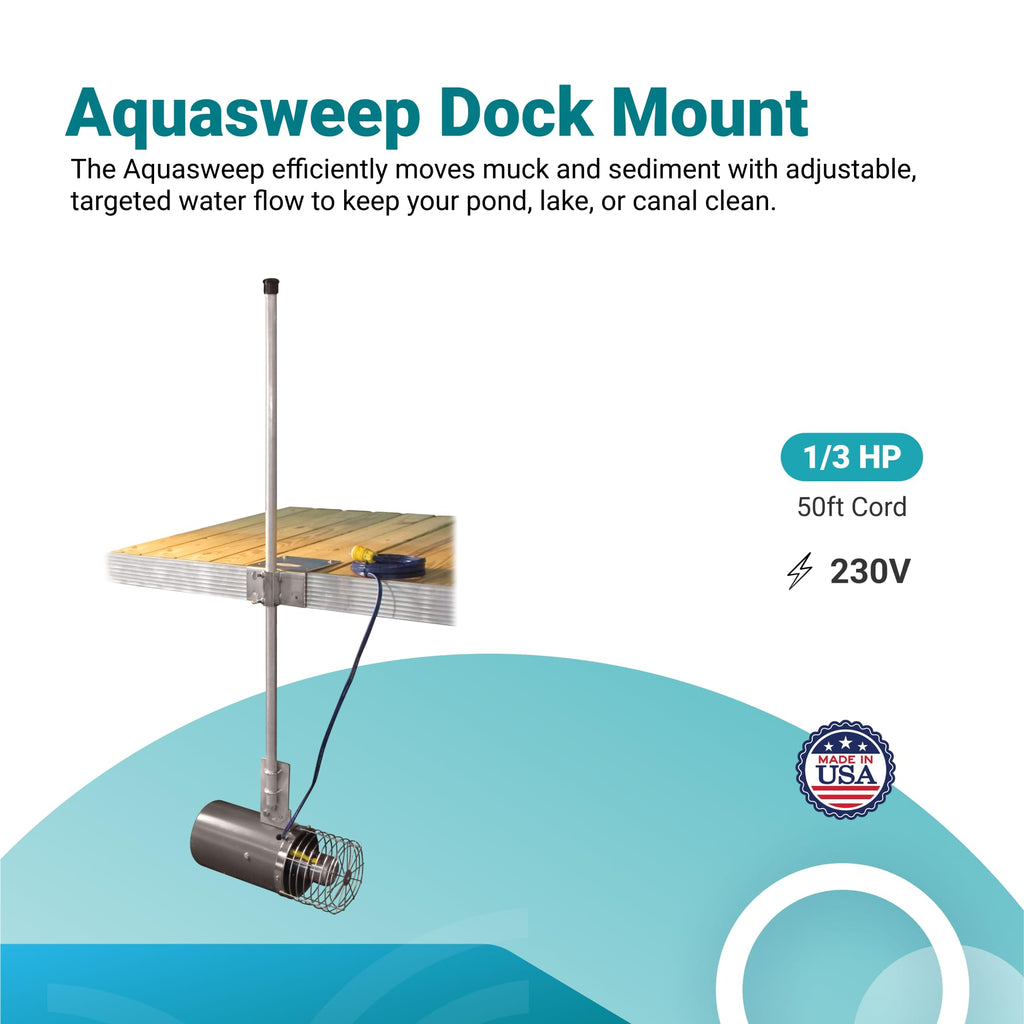 Scott Aerator Aquasweep with Mounts - 1/3 Horse Power 230V with Electric Cords in Various Lengths - Water Circulator | Water Agitator | Water Mover