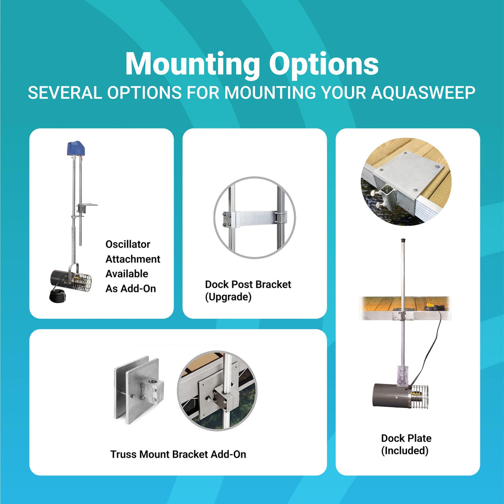 Scott Aerator Aquasweep with Mounts - 1/3 Horse Power 115V with Various Length Eletric Cords - Water Circulator | Water Agitator | Water Mover