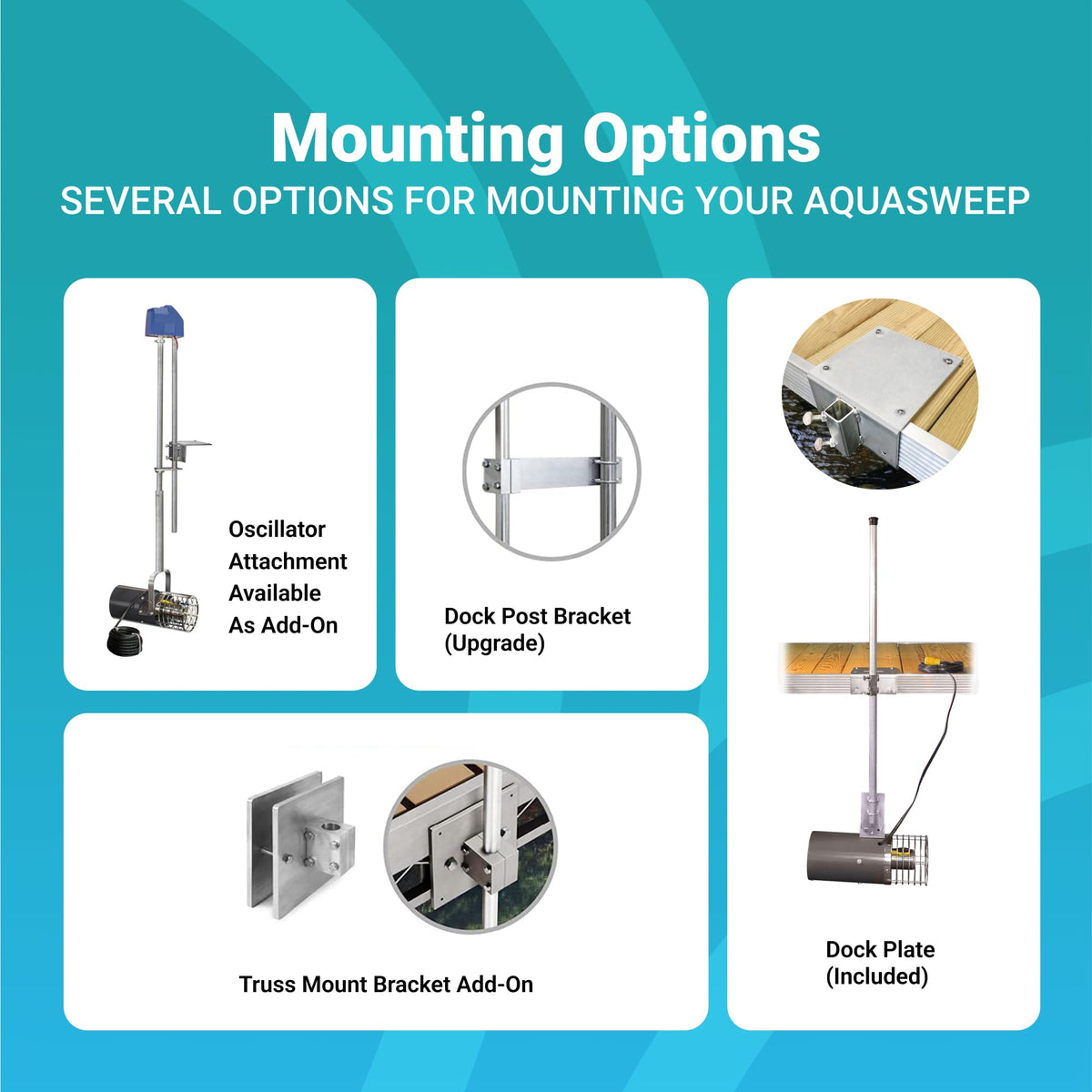 Scott Aerator Aquasweep with Mounts - 1/3 Horse Power 115V with Various Length Eletric Cords - Water Circulator | Water Agitator | Water Mover